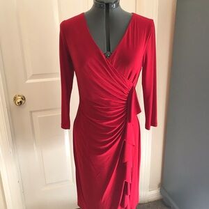 Evan Picone Black Label Vibrant Red Midi Dress